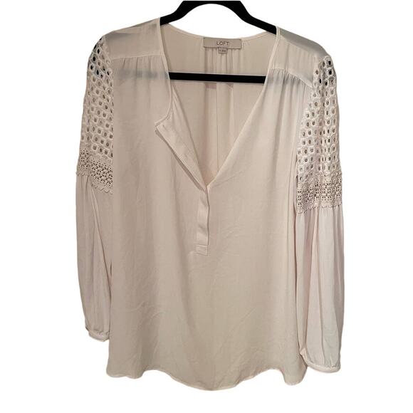LOFT romantic sleeve blouse. Off white Size M - Picture 1 of 4